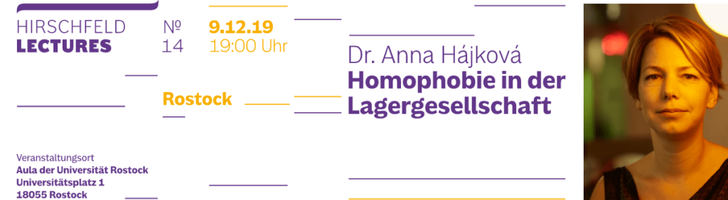 Langer Banner  Hirschfeld Lectures am 9. 12. 2019 in Rostock