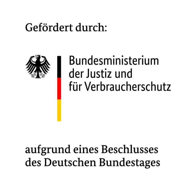 Logo: Bundesministerium der Justiz und für Verbraucherschutz. Text: 
