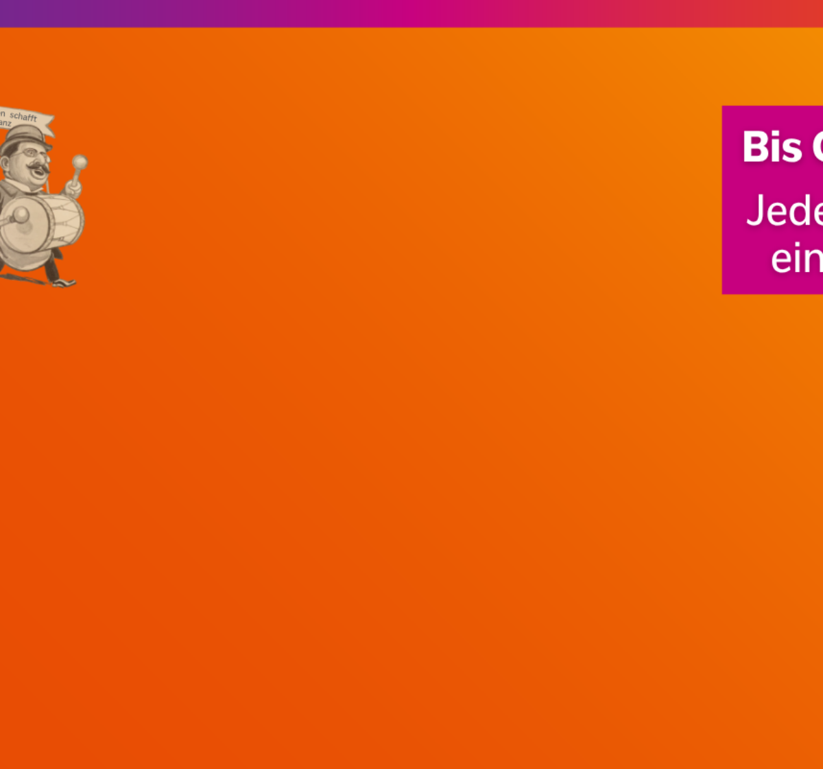 Textgrafik mit farbigem Hintergrund. Text: 