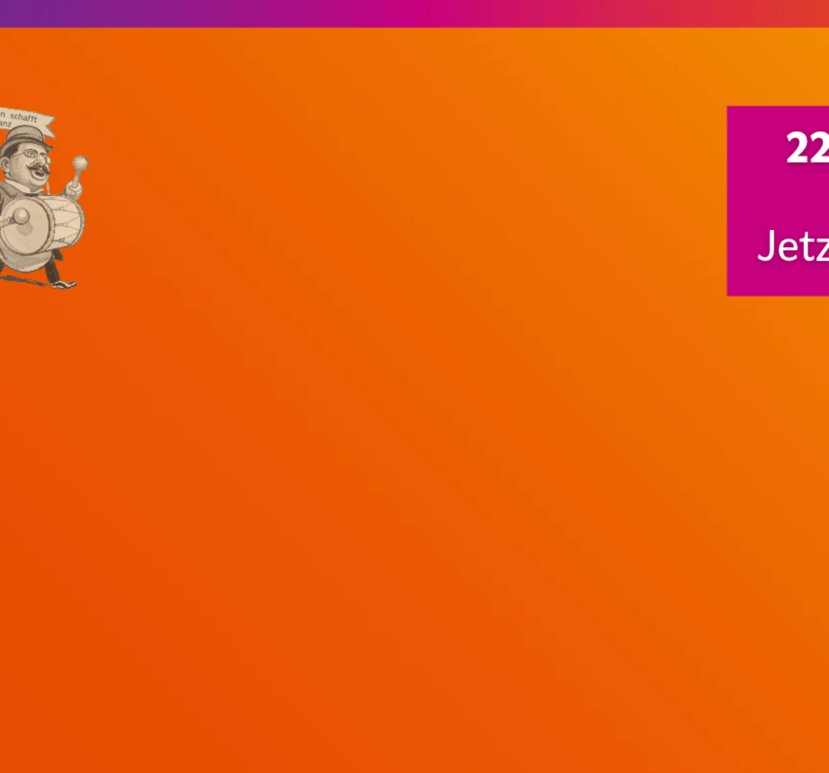 Textgrafik mit farbigem Hintergrund. Text: 