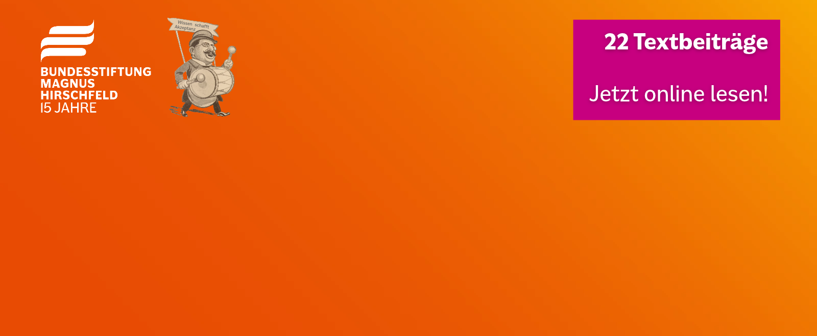 Textgrafik mit farbigem Hintergrund. Text: 