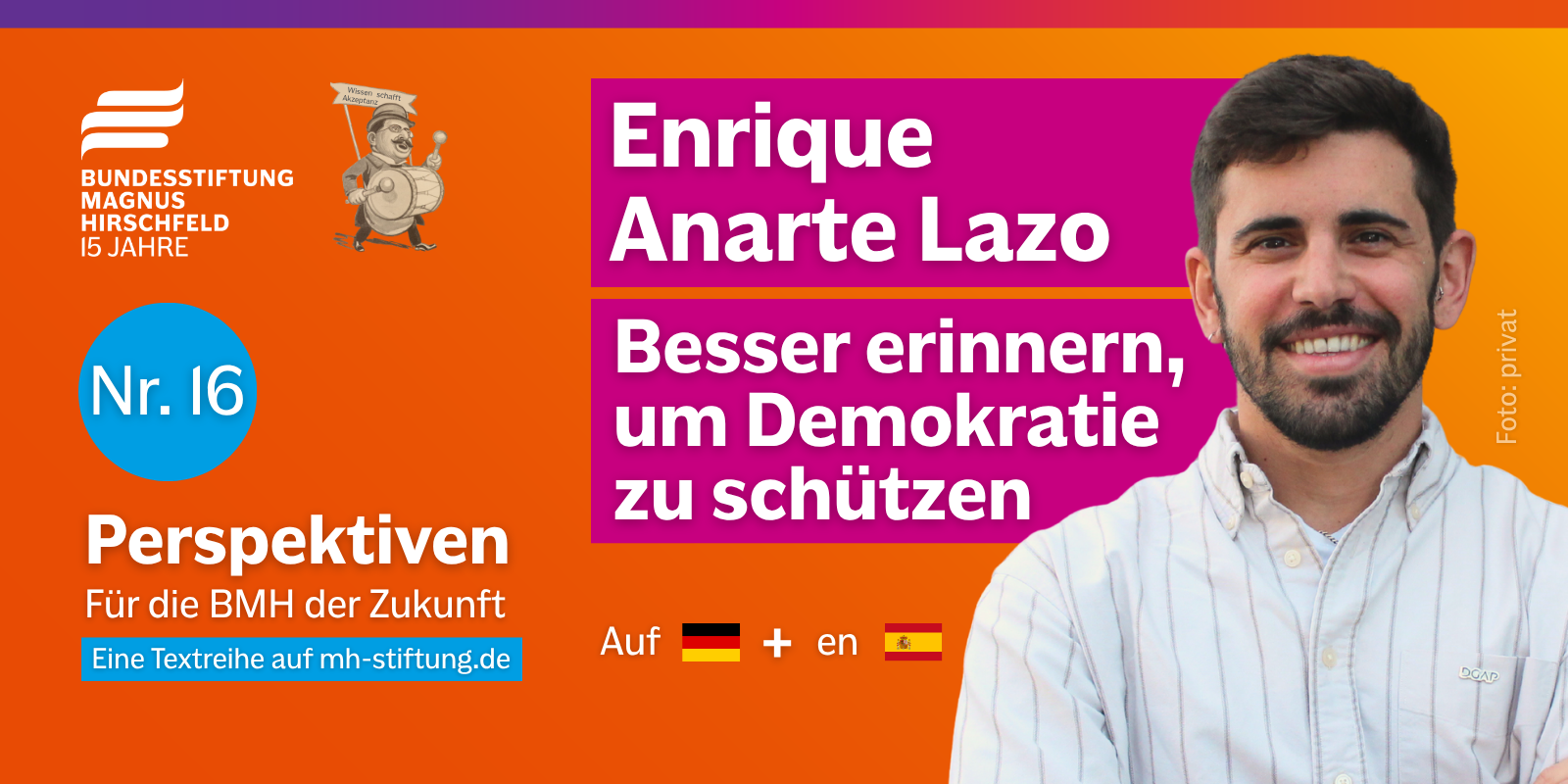 Textgrafik mit farbigem Hintergrund. Text: 