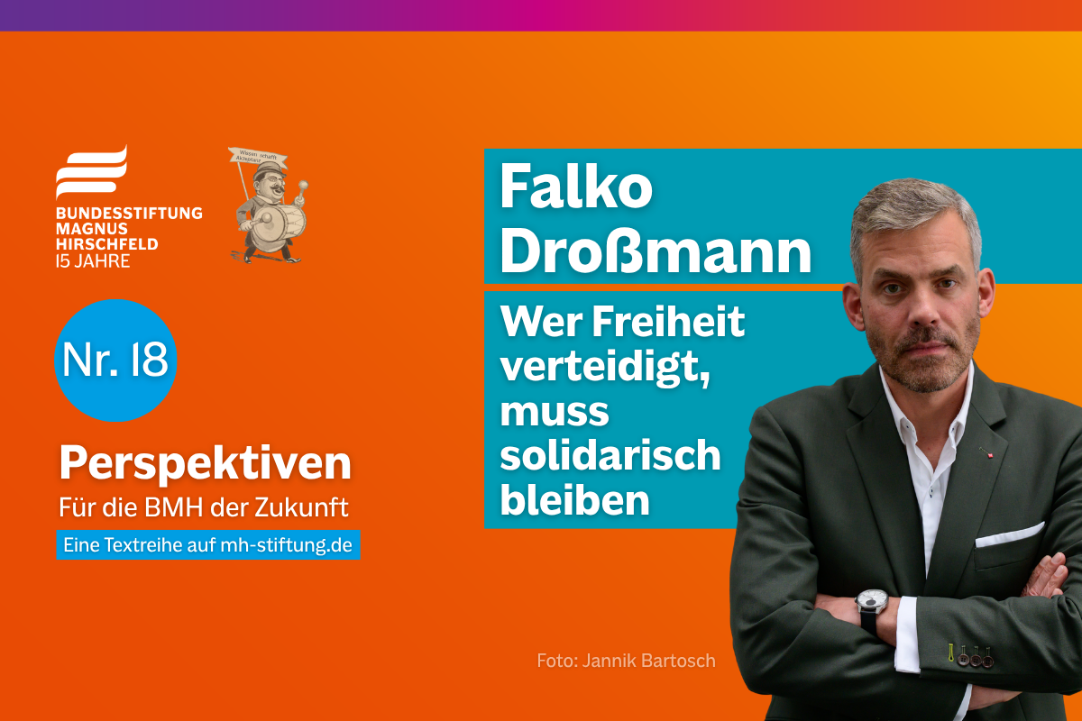 Textgrafik mit farbigem Hintergrund. Text: 
