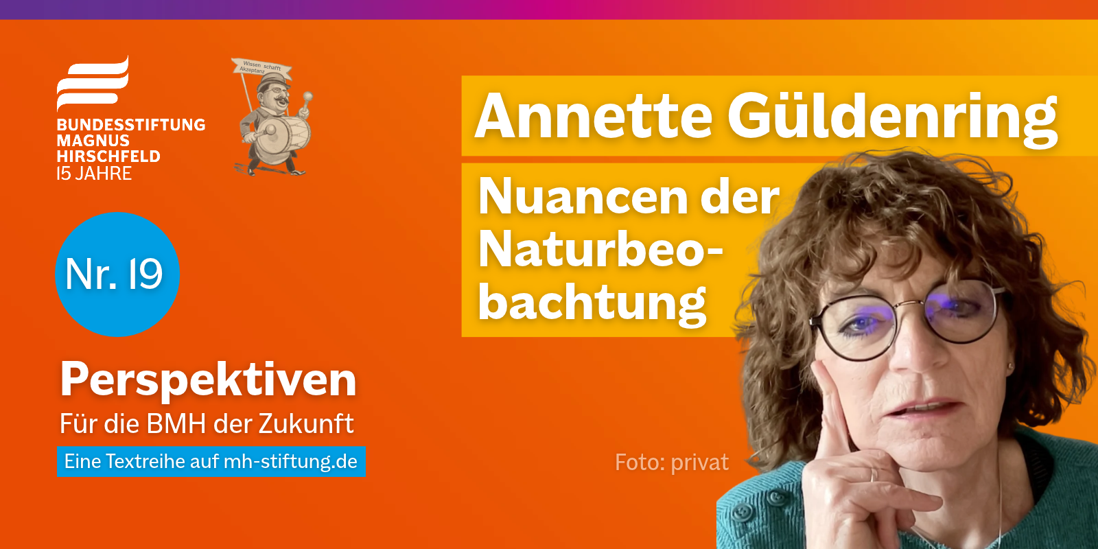 Textgrafik mit farbigem Hintergrund. Text: 