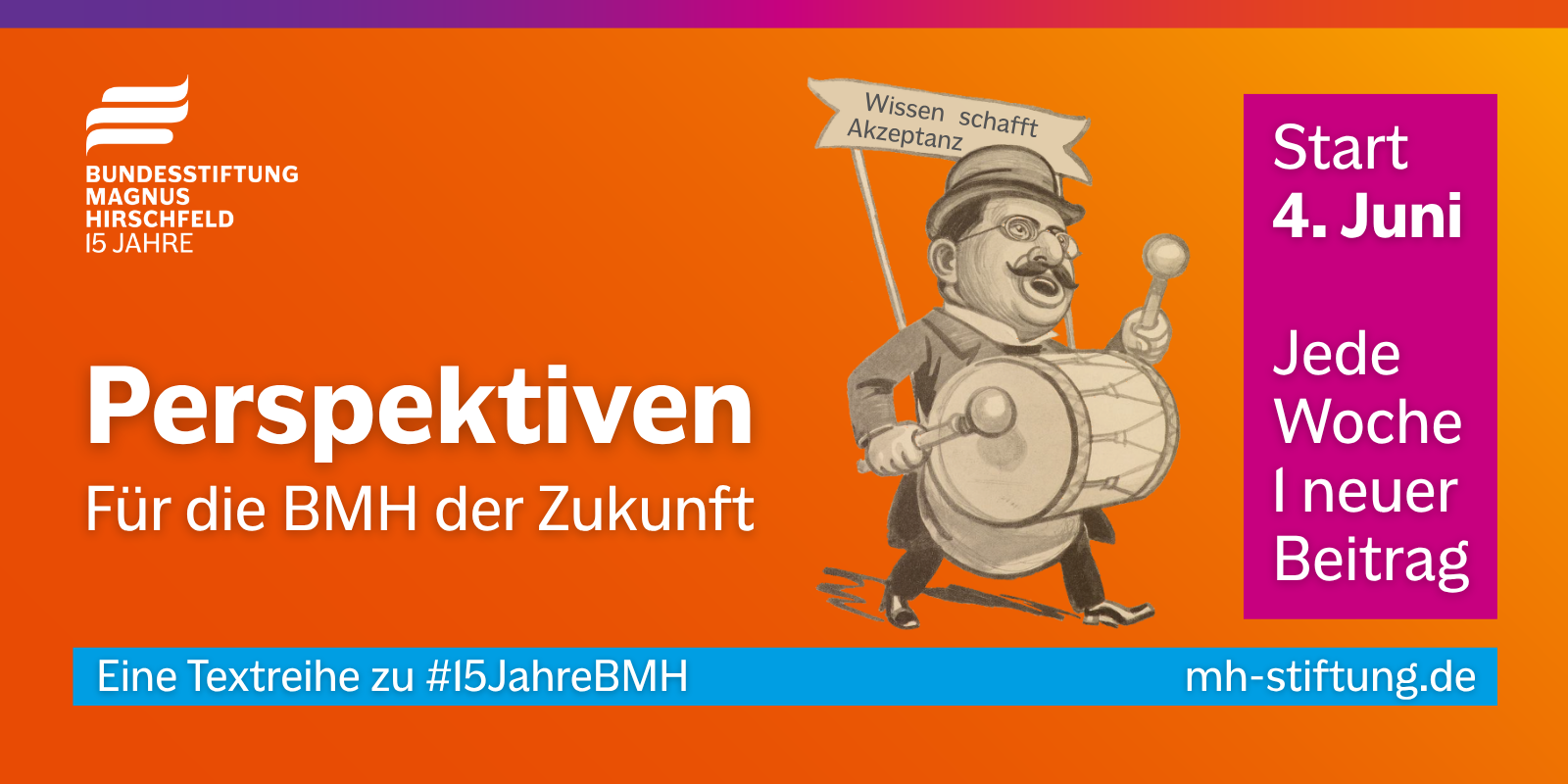 Textgrafik mit farbigem Hintergrund. Text: 