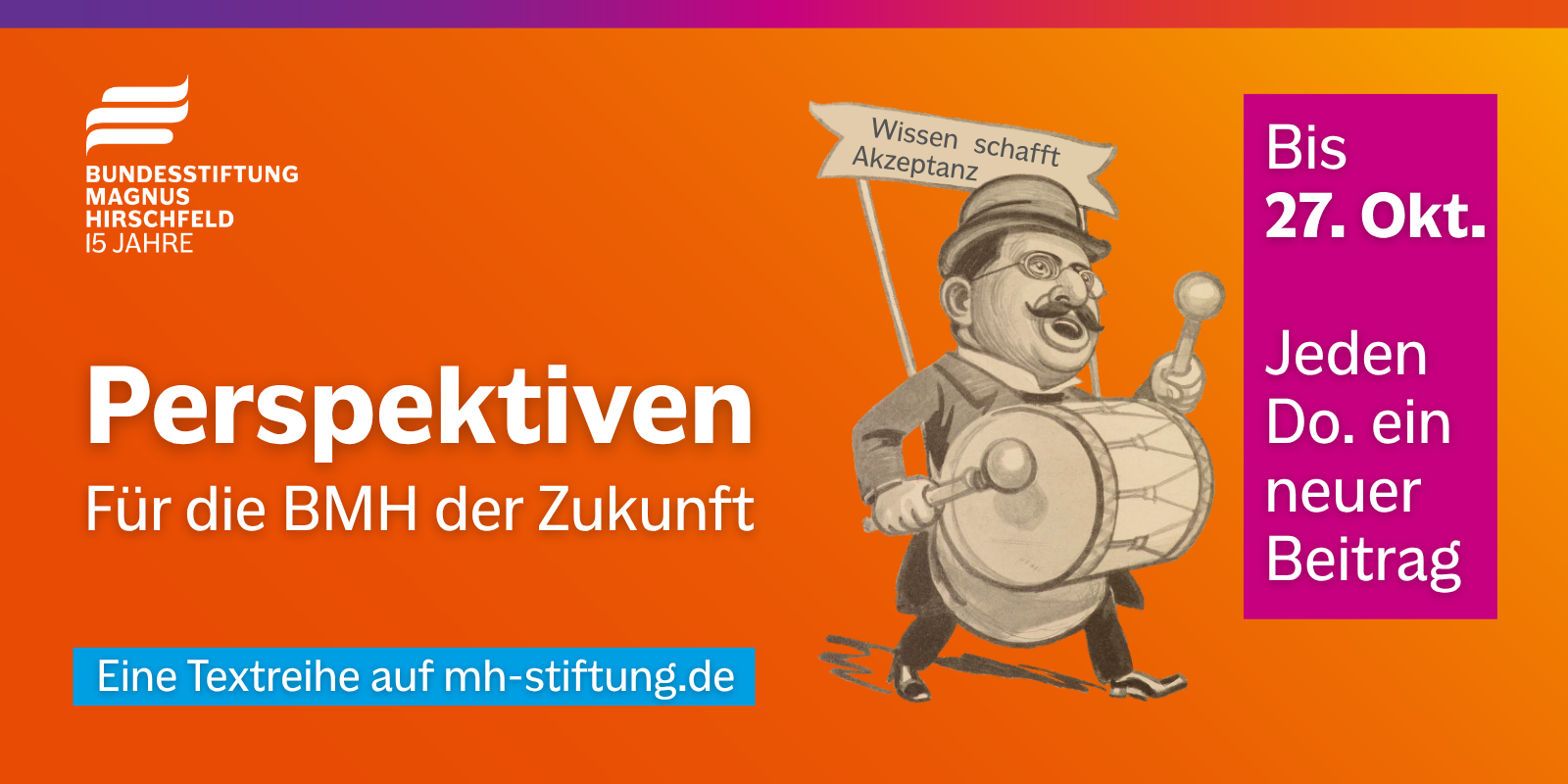 Textgrafik mit farbigem Hintergrund. Text: 