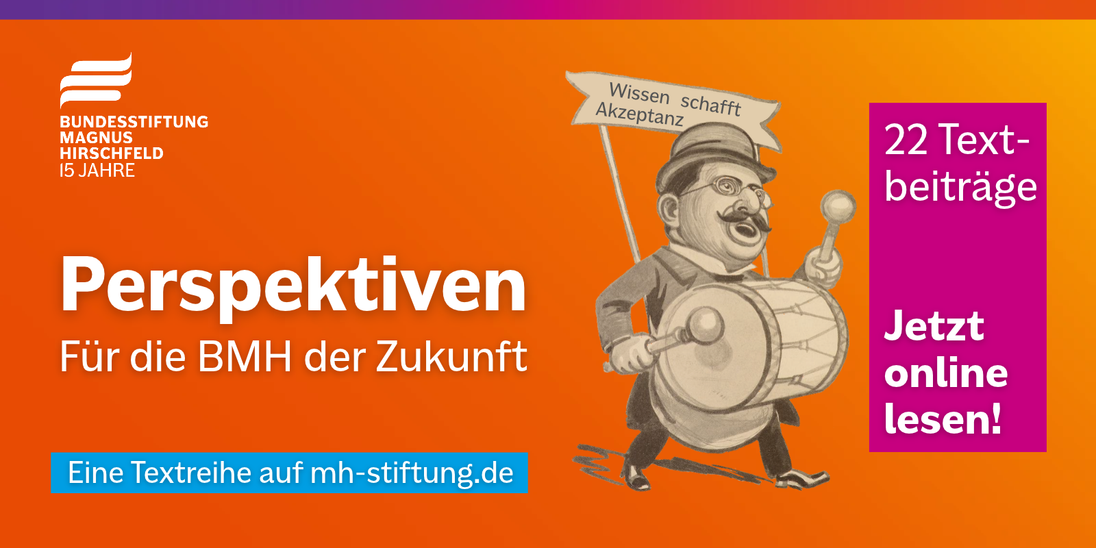 Textgrafik mit farbigem Hintergrund. Text: 