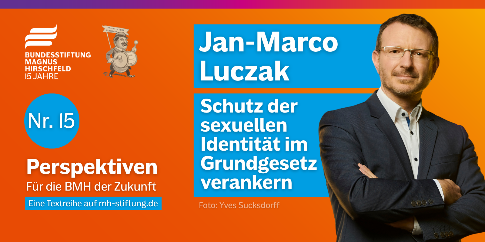 Textgrafik mit farbigem Hintergrund. Text: 