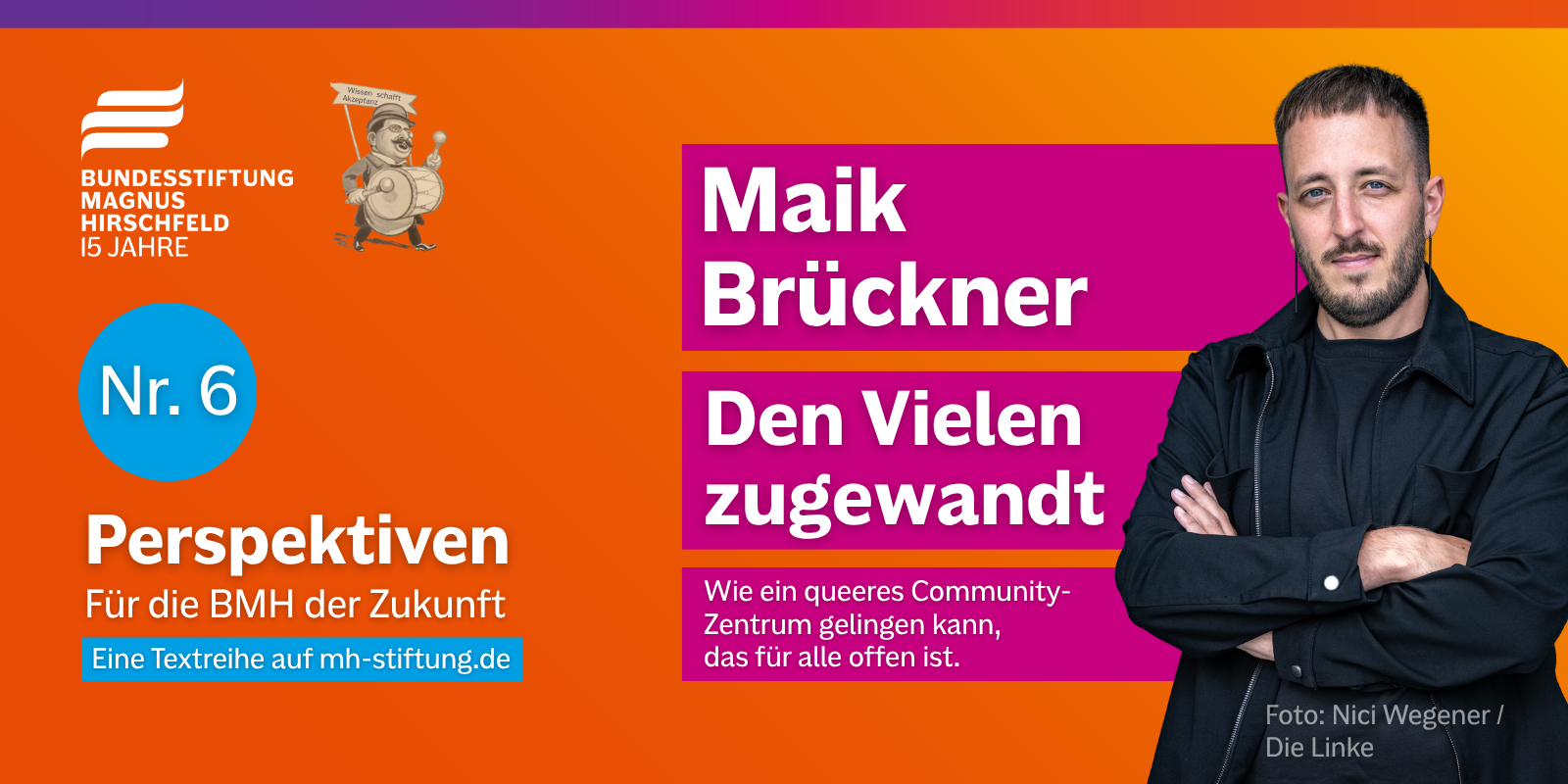 Textgrafik mit farbigem Hintergrund. Text: 