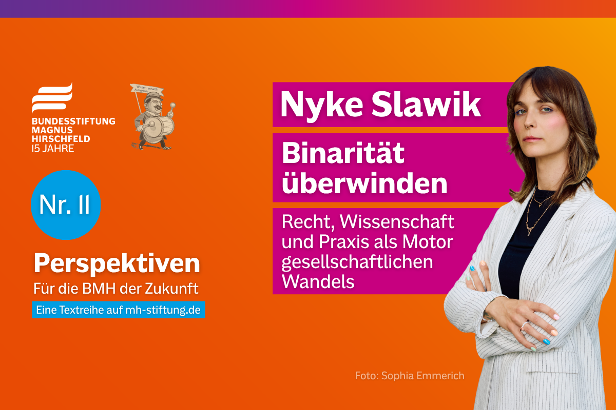 Textgrafik mit farbigem Hintergrund. Text: 