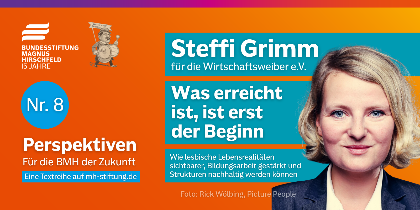 Textgrafik mit farbigem Hintergrund. Text: 