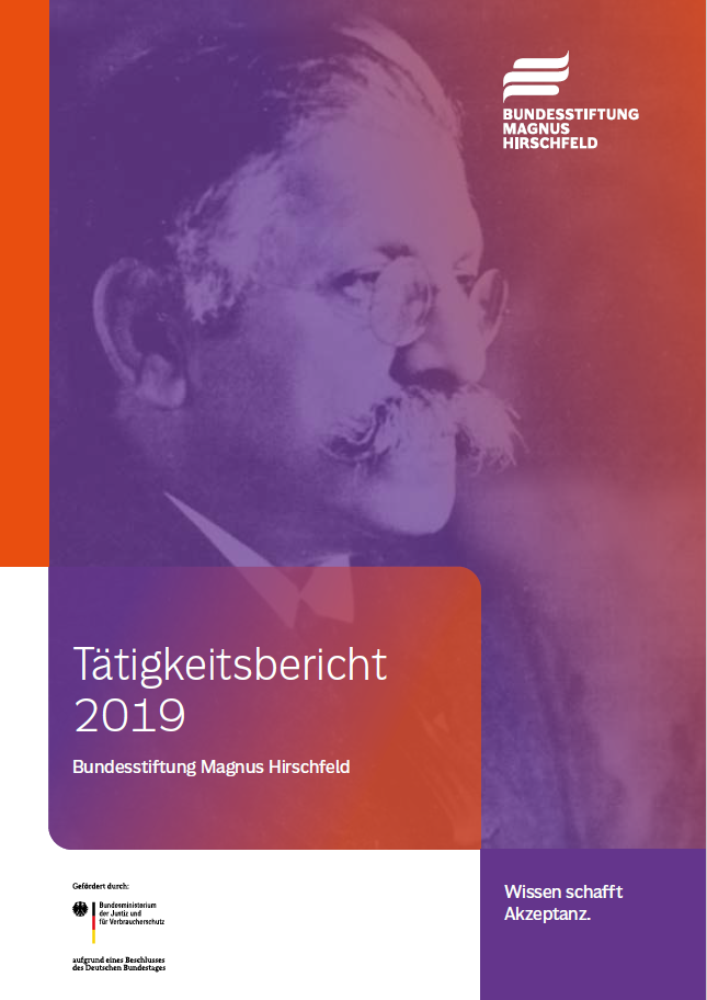 Titelseite Tätigkeitsbericht 2019 der Bundesstiftung Magnus Hirschfeld