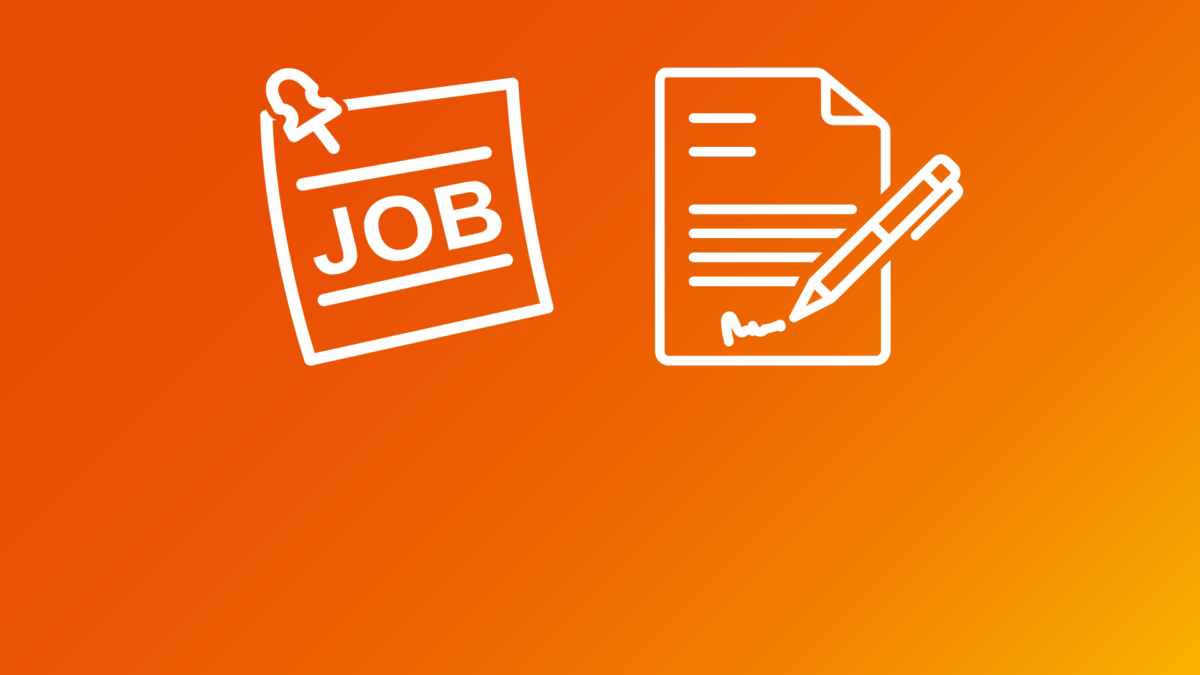 Symbolbilder für Stellenausschreibung und Lebenslauf.