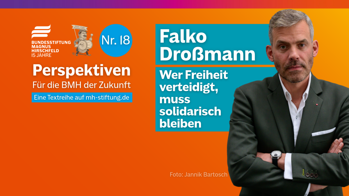 Textgrafik mit farbigem Hintergrund. Text: 