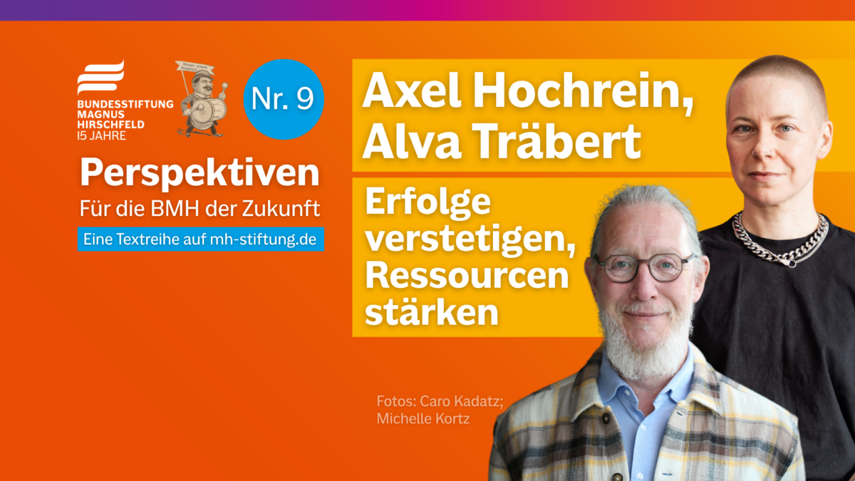 Textgrafik mit farbigem Hintergrund. Text: 