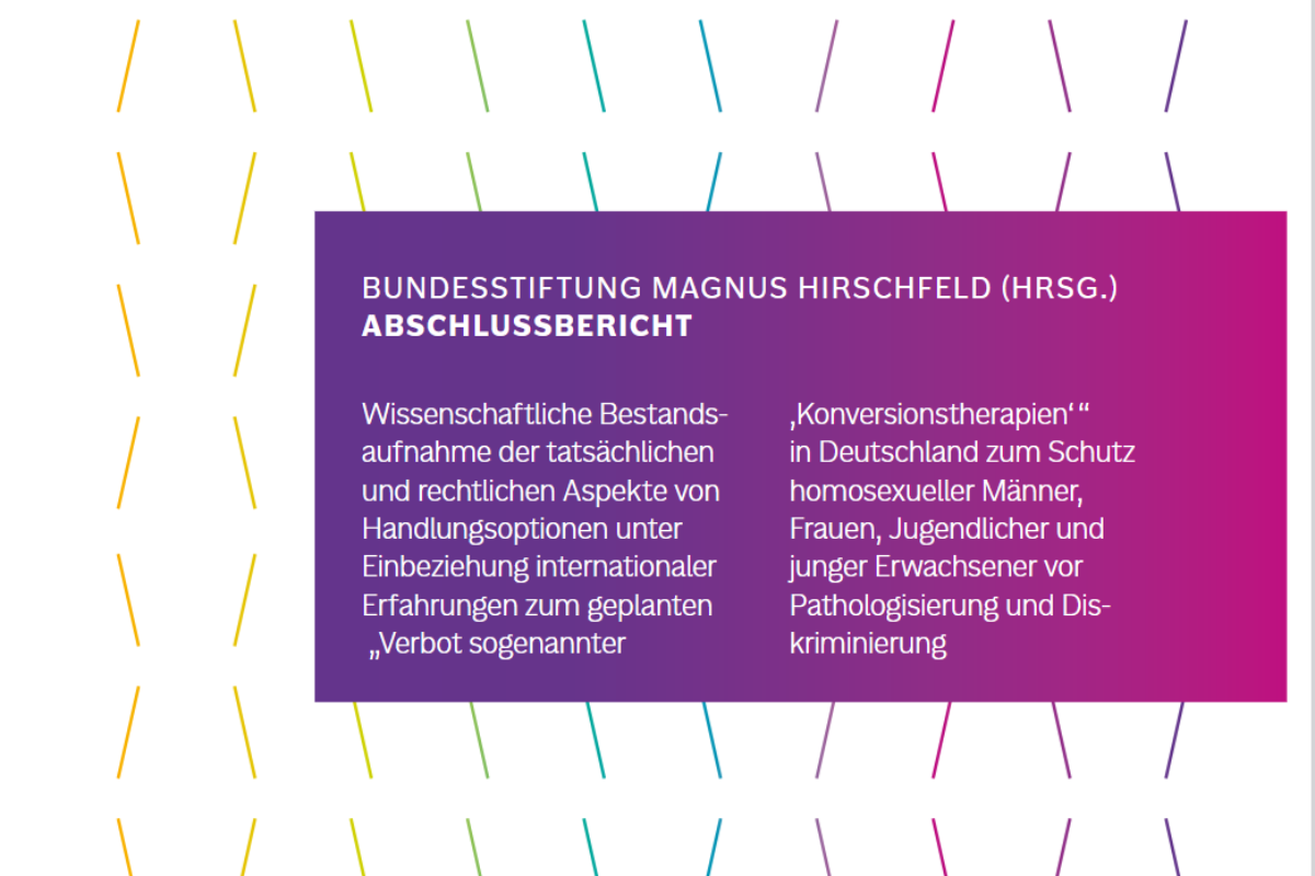 Screenshot des Covers des BMH-Abschlussberichts zur Wissenschaftlichen Bestandsaufnahme von Konversionsbehandlungen.