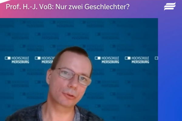 Screenshot des Videos “Online-Vortrag: Nur zwei Geschlechter?“. Zu sehen ist Prof. Heinz-Jürgen Voß.