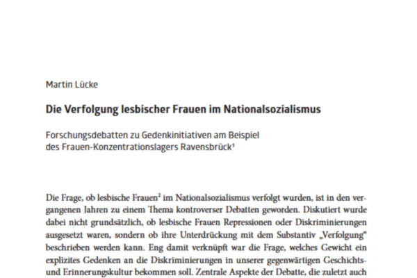 Screenshot von Martin Lückes Publikation “Die Verfolgung lesbischer Frauen im Nationalsozialismus”. Zu sehen ist ein Textausschnitt.