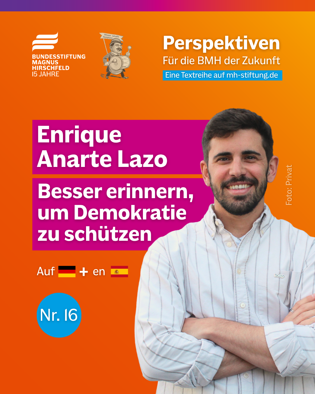 Textgrafik mit farbigem Hintergrund. Text: 