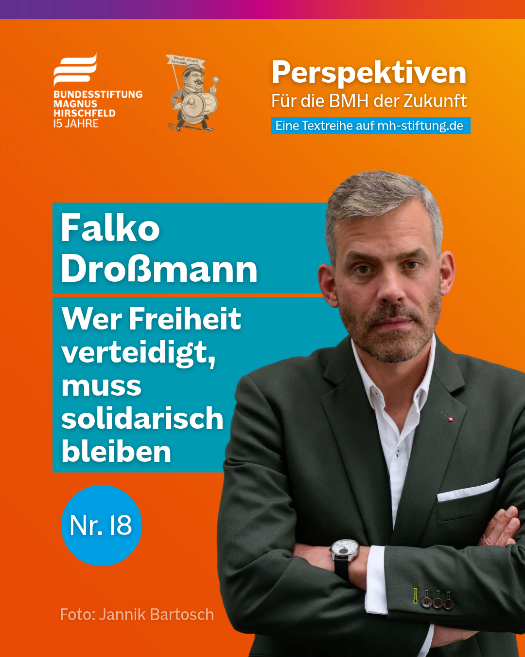 Textgrafik mit farbigem Hintergrund. Text: 