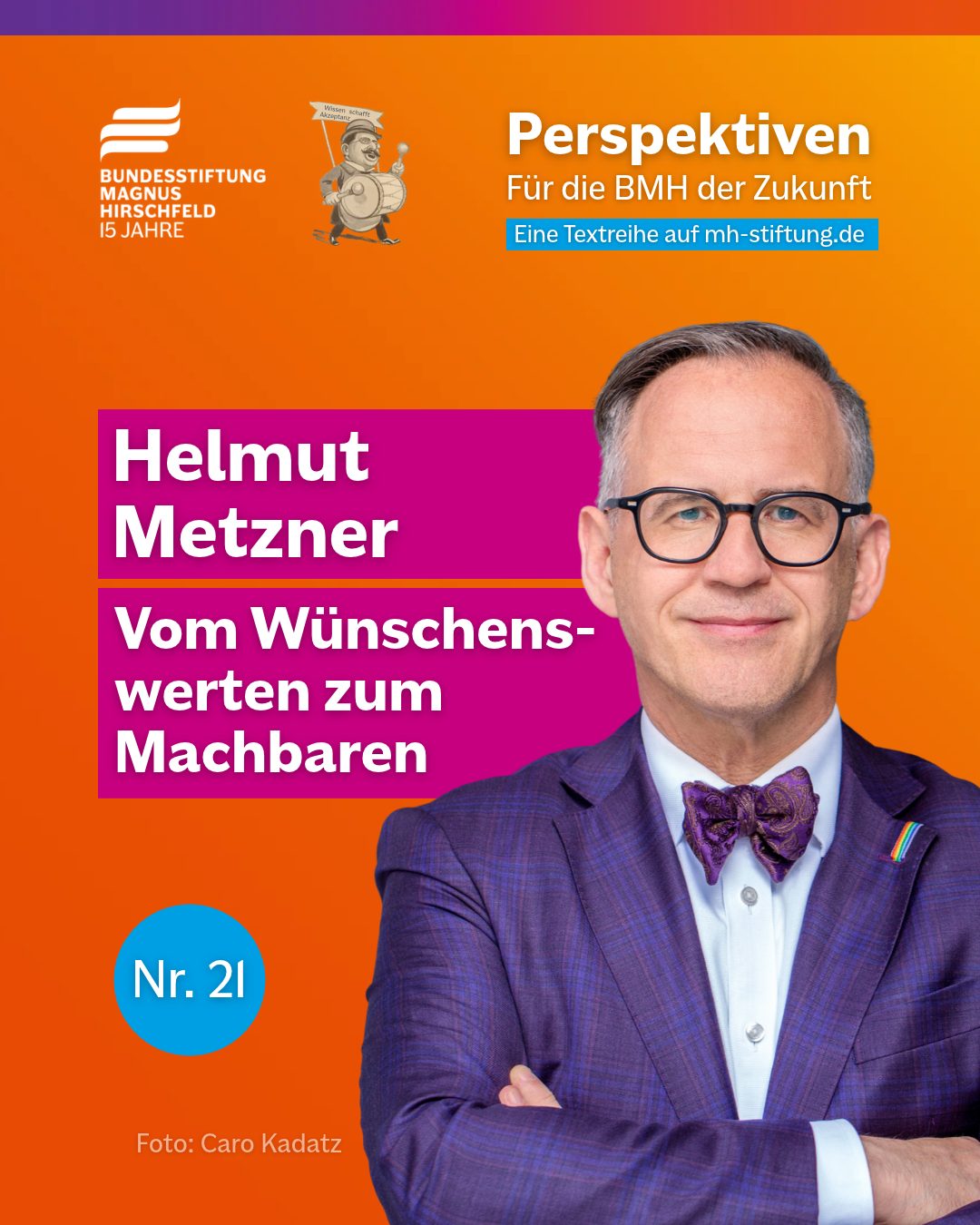 Textgrafik mit farbigem Hintergrund. Text: 