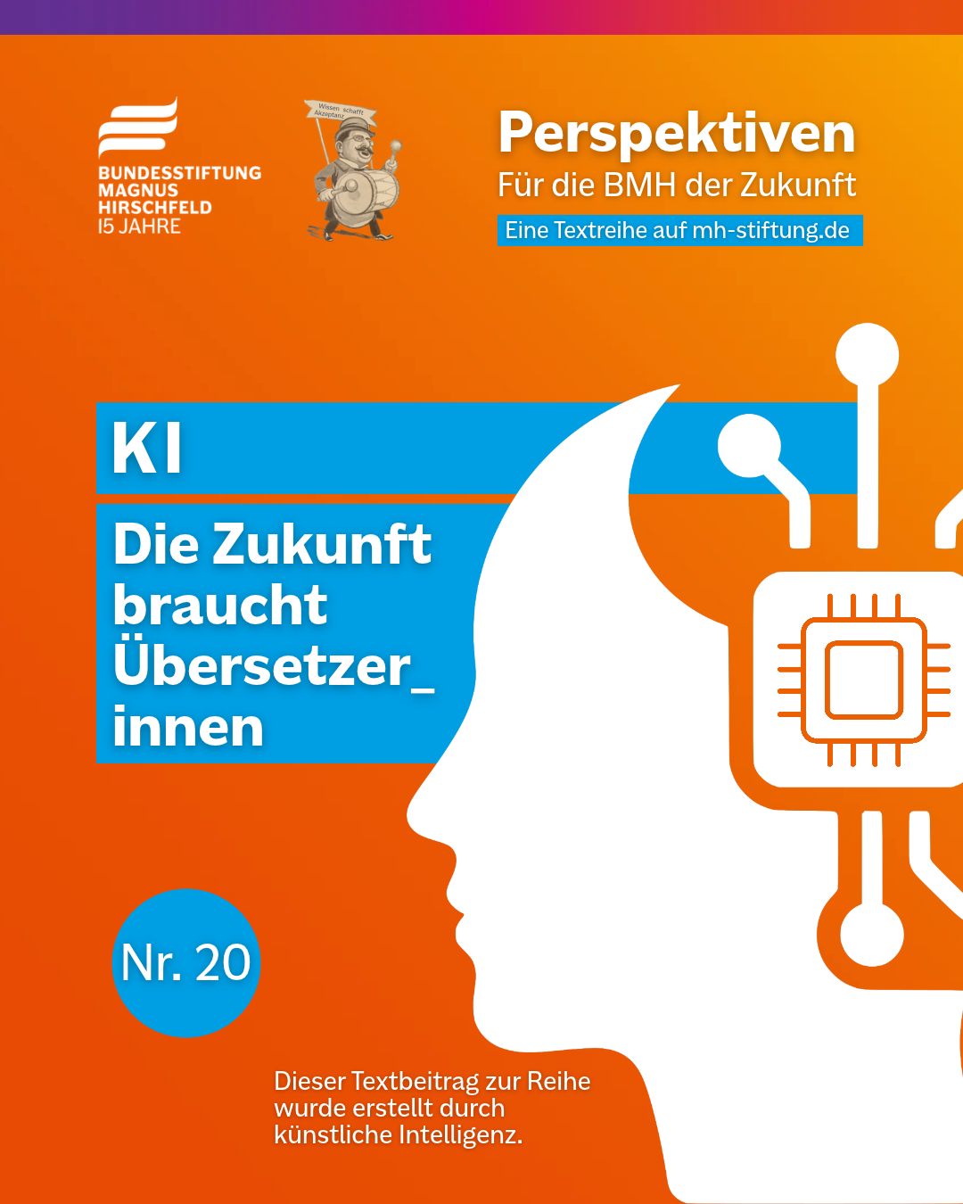 Textgrafik mit farbigem Hintergrund. Text: 