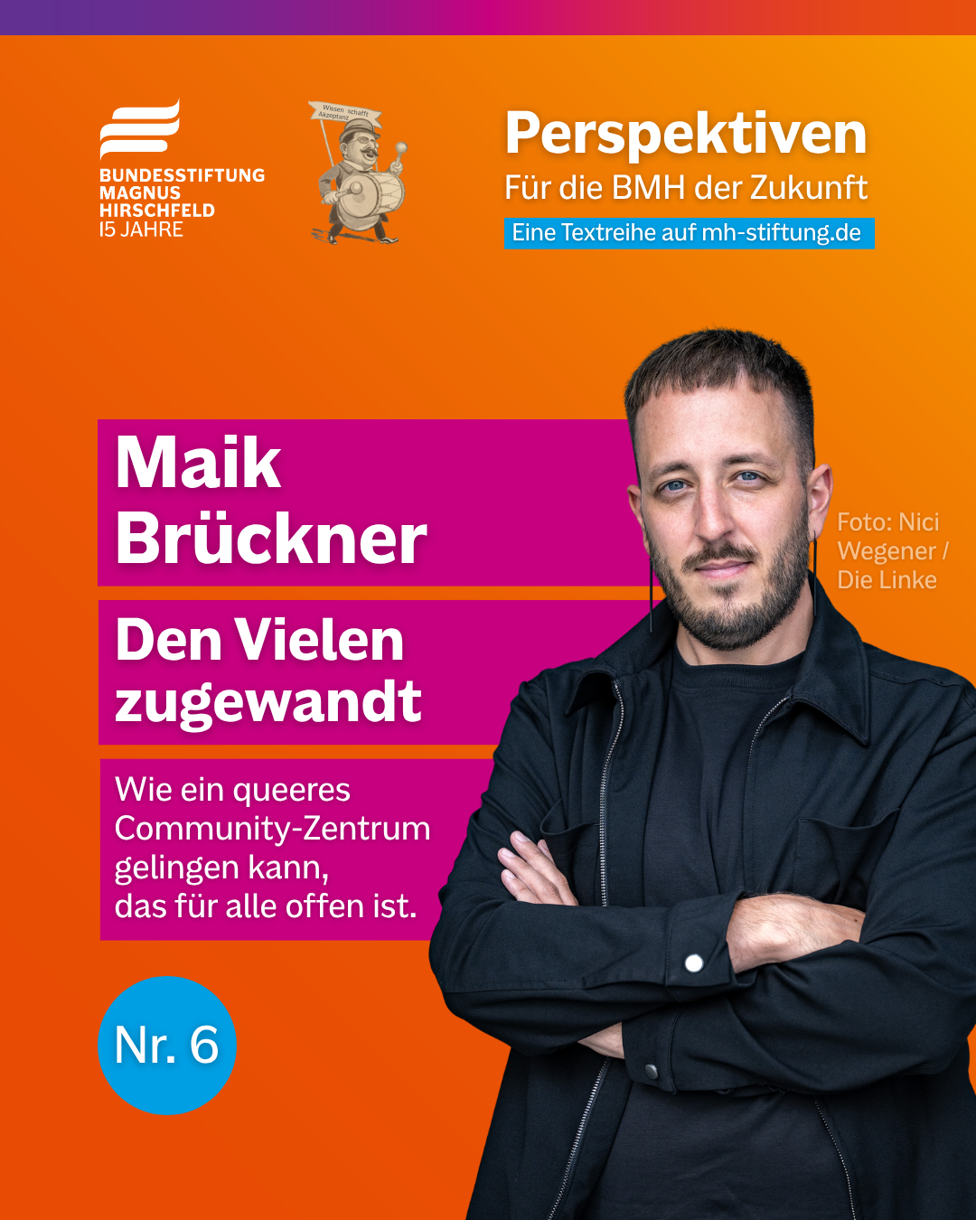 Textgrafik mit farbigem Hintergrund. Text: 