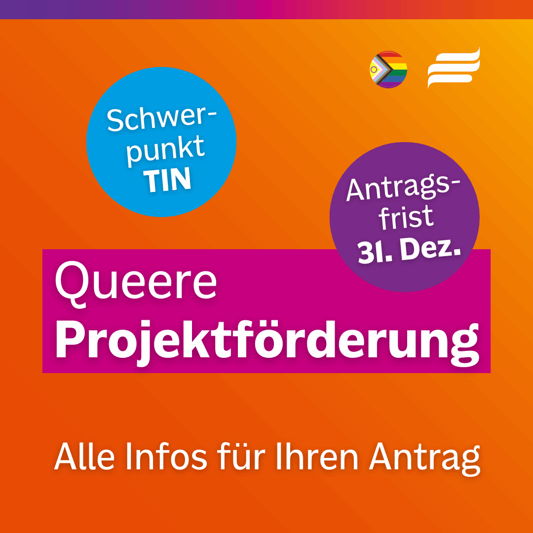 Textgrafik mit farbigem Hintergrund. Text: 