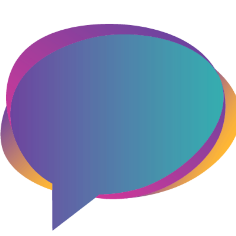 Grafik: mehrfarbige Sprechblase