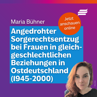 Textgrafik mit farbigem Hintergrund. Text: