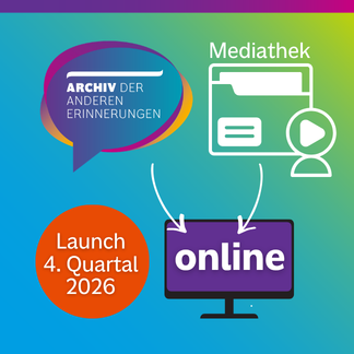 Textgrafik mit farbigem Hintergrund. Text: